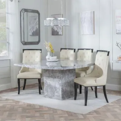 Turin Square Dining Set - Grey, Marble