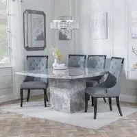 Turin Square Dining Set - Grey, Marble
