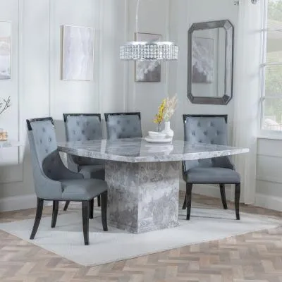 Turin Square Dining Set - Grey, Marble