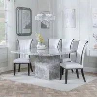 Turin Square Dining Set - Grey, Marble