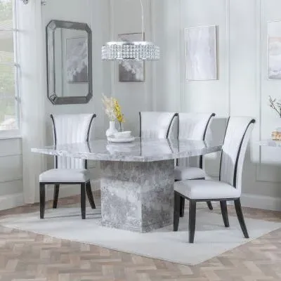 Turin Square Dining Set - Grey, Marble