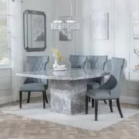 Turin Square Dining Set - Grey, Marble
