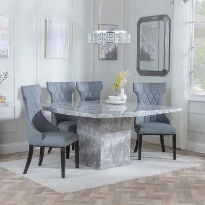 Turin Square Dining Set - Grey, Marble
