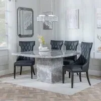 Turin Square Dining Set - Grey, Marble