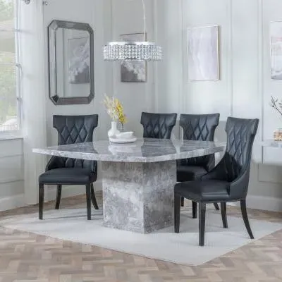 Turin Square Dining Set - Grey, Marble