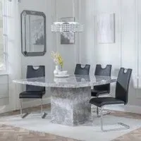 Turin Square Dining Set - Grey, Marble