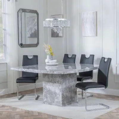 Turin Square Dining Set - Grey, Marble