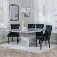 Turin Square Dining Set - Grey, Marble