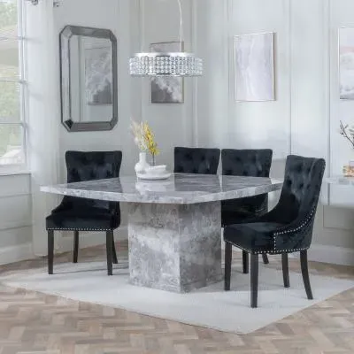 Turin Square Dining Set - Grey, Marble