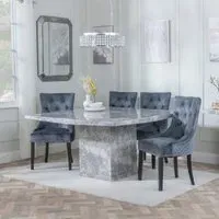 Turin Square Dining Set - Grey, Marble