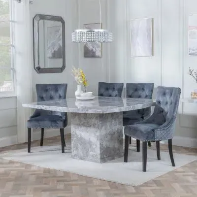 Turin Square Dining Set - Grey, Marble