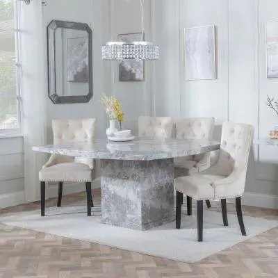 Turin Square Dining Set - Grey, Marble