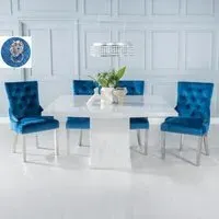 Turin Square Dining Set - White, Marble