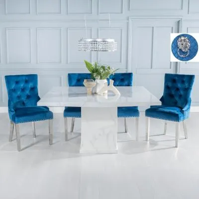 Turin Square Dining Set - White, Marble