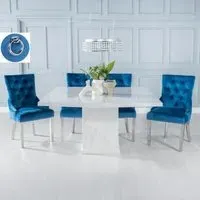 Turin Square Dining Set - White, Marble