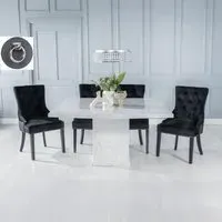 Turin Square Dining Set - White, Marble