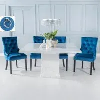 Turin Square Dining Set - White, Marble