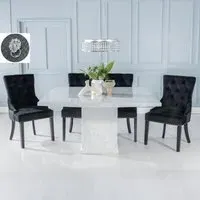 Turin Square Dining Set - White, Marble