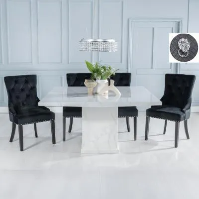 Turin Square Dining Set - White, Marble