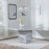 Turin Square Dining Table - Grey, Marble