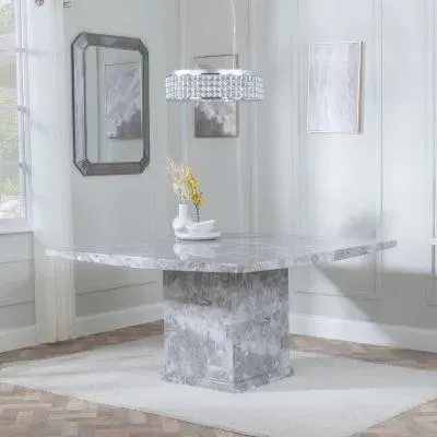 Turin Square Dining Table - Grey, Marble