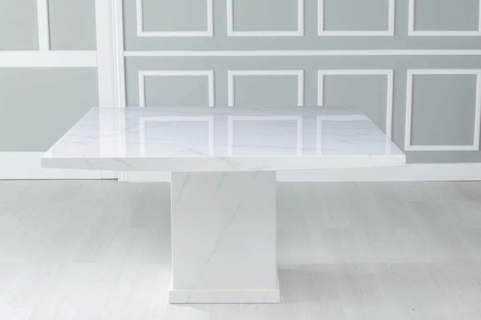 Turin Square Dining Table - White, Marble