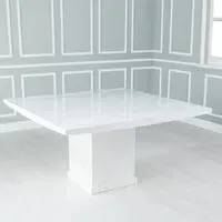 Turin Square Dining Table - White, Marble