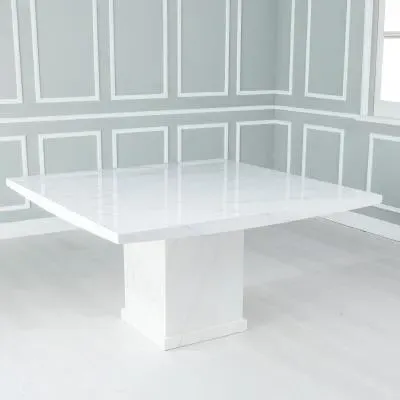 Turin Square Dining Table - White, Marble image