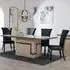 Venice Cadiz Dining Set - Cream Marble, Black Leather