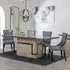 Venice Cream Marble Dining Set - Grey, Leather