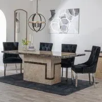 Venice Dining Set with Knocker Back Chairs - Cream, Marble