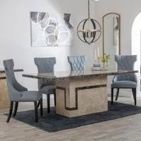 Venice Dining Set with Mimi Chairs - Cream, Marble