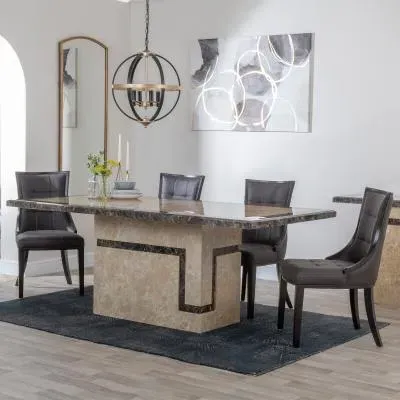 Venice Dining Set with Paris Chair - Brown, Marble image
