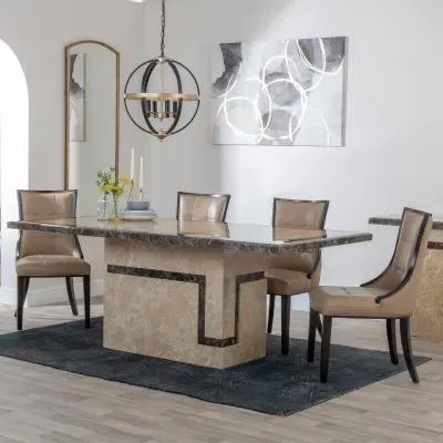 Venice Dining Set with Paris Chair - Cream, Marble