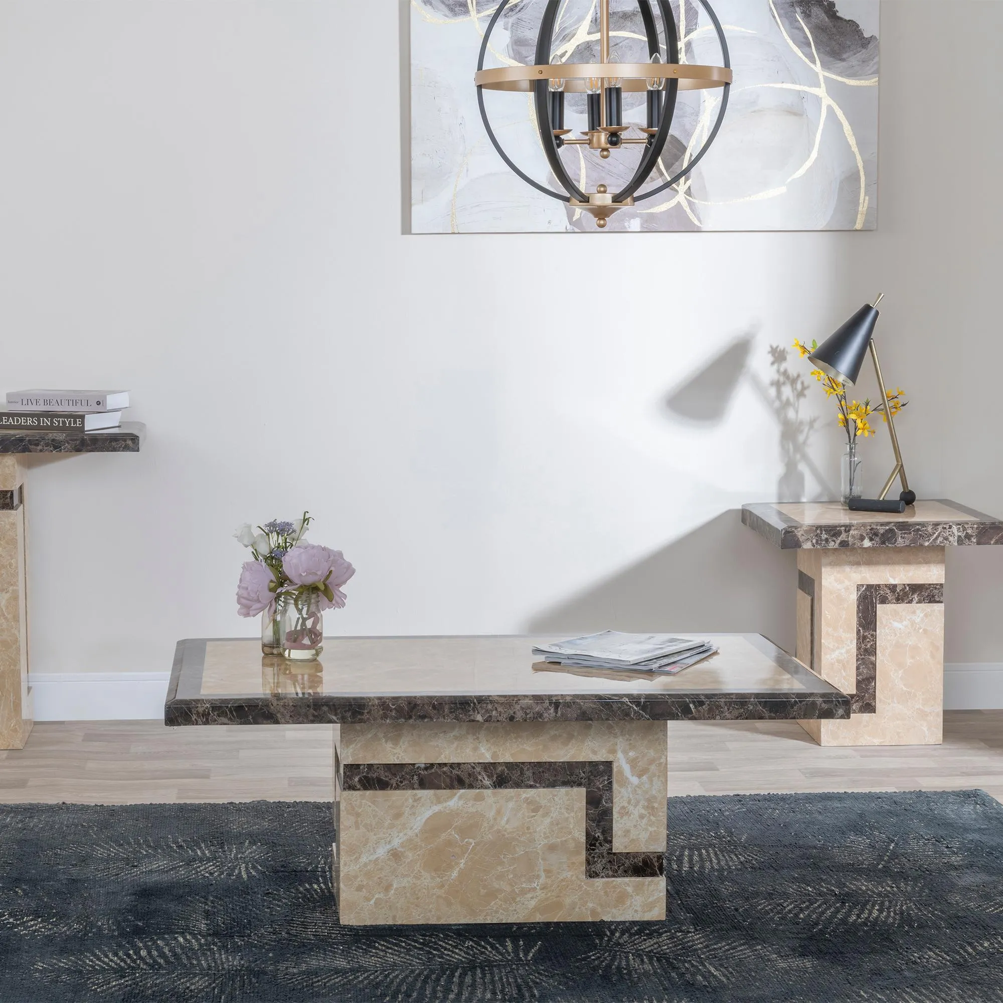 Venice Rectangular Coffee Table - Cream, Marble