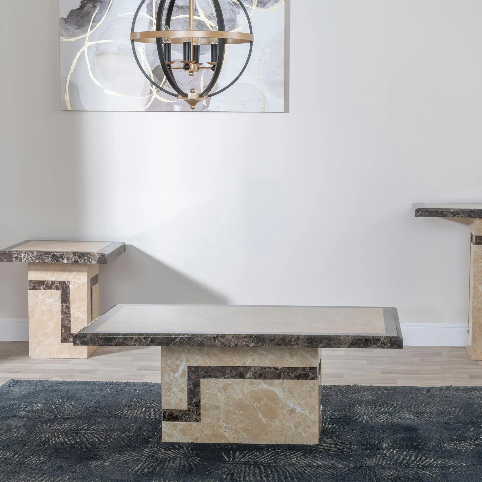 Venice Rectangular Coffee Table - Cream, Marble