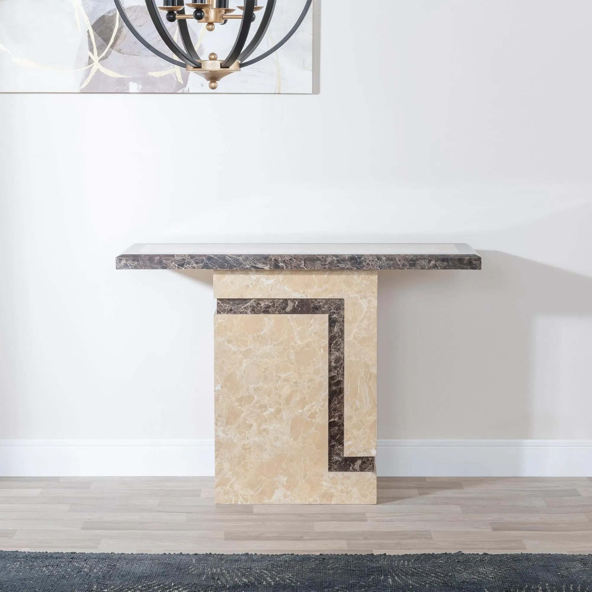 Venice Rectangular Console Table - Cream, Marble