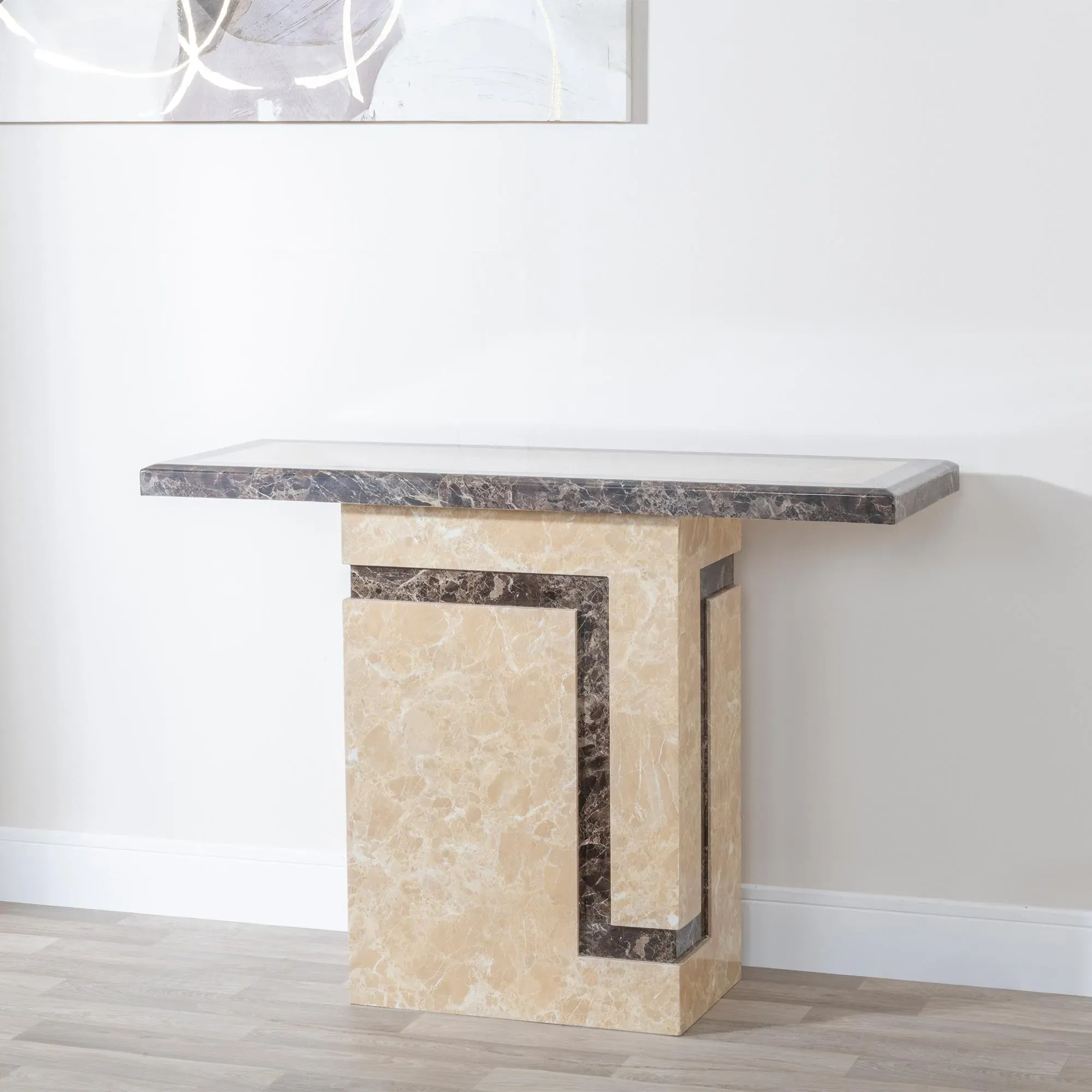 Venice Rectangular Console Table - Cream, Marble