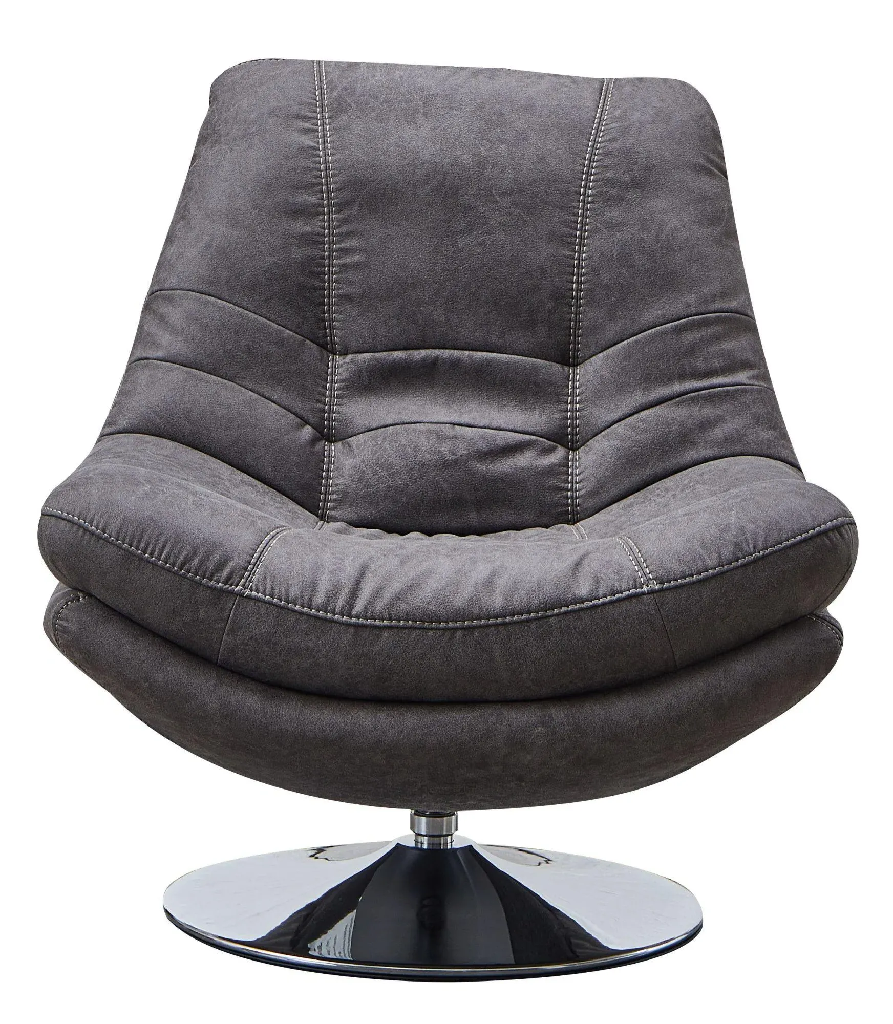 Vento Swivel Chair and Footstool - Dark Grey, Fabric