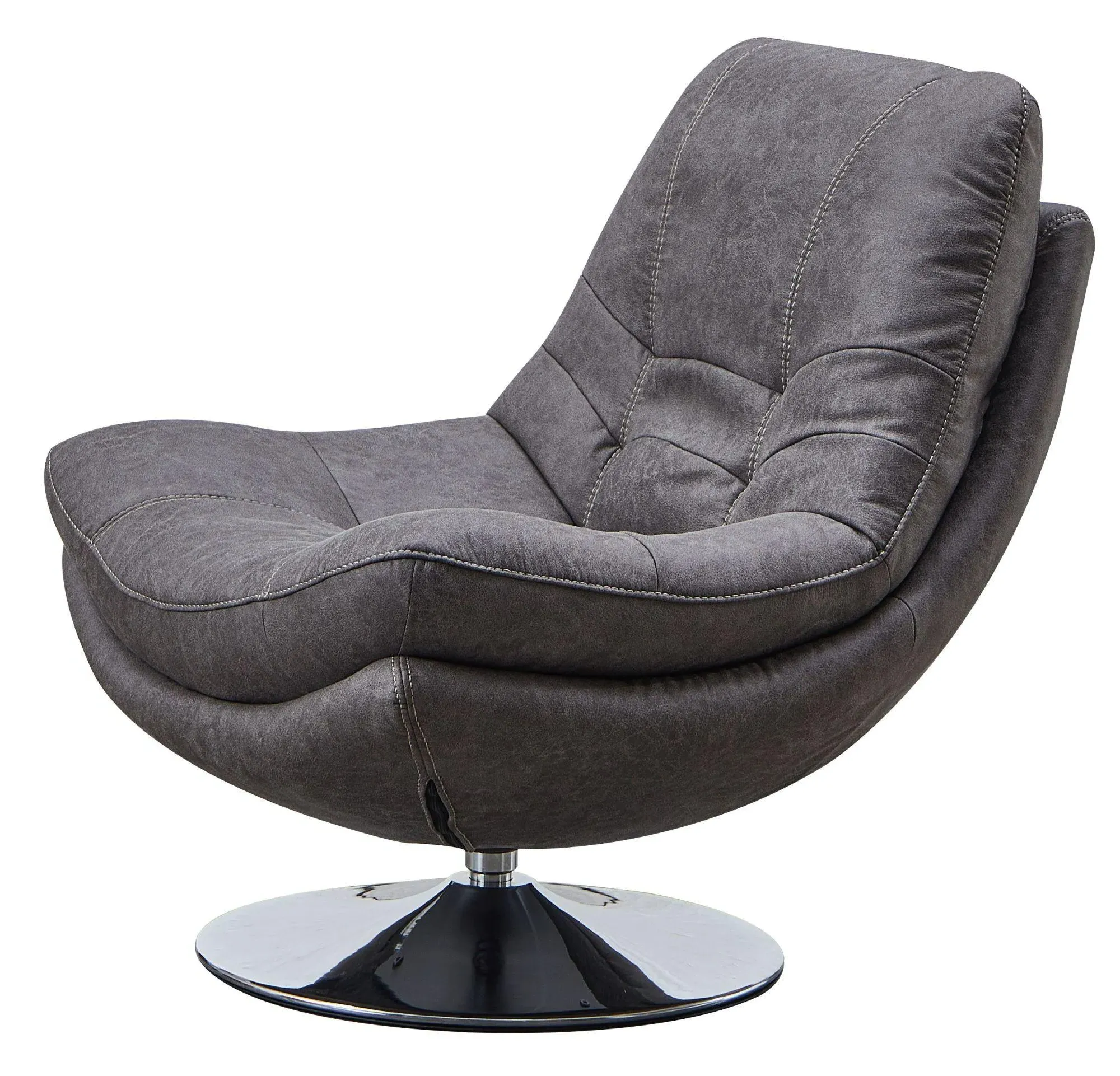 Vento Swivel Chair and Footstool - Dark Grey, Fabric