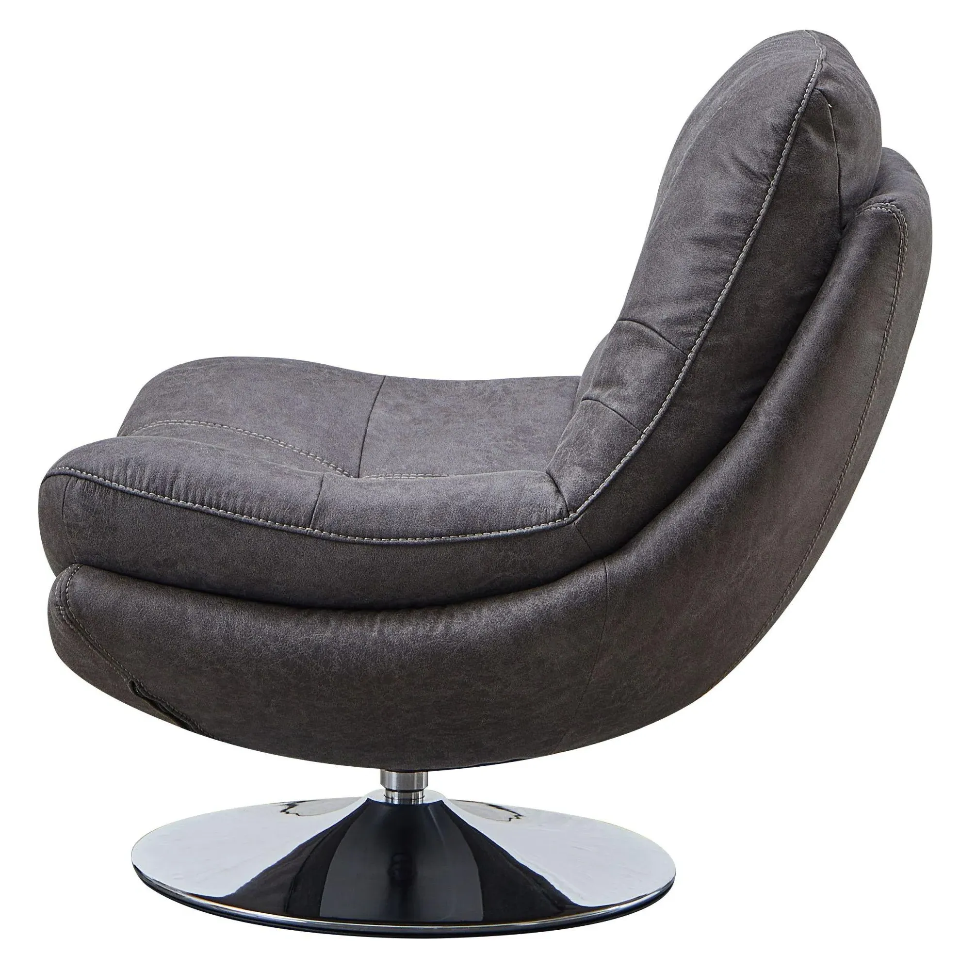 Vento Swivel Chair and Footstool - Dark Grey, Fabric