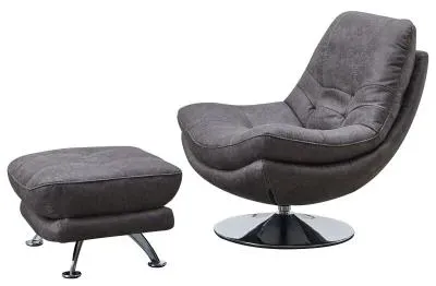 Vento Swivel Chair and Footstool - Dark Grey, Fabric image