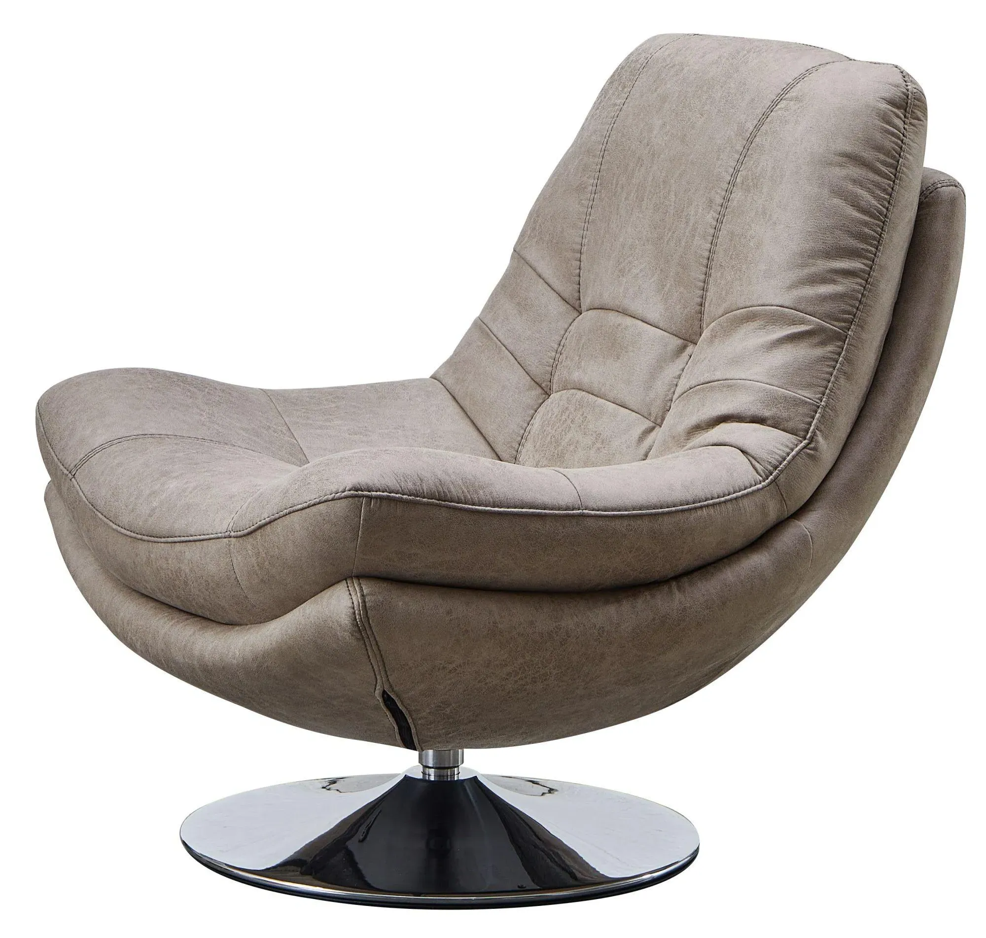 Vento Swivel Chair and Footstool - Light Grey, Fabric