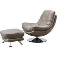Vento Swivel Chair and Footstool - Light Grey, Fabric