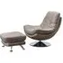 Vento Swivel Chair and Footstool - Light Grey, Fabric