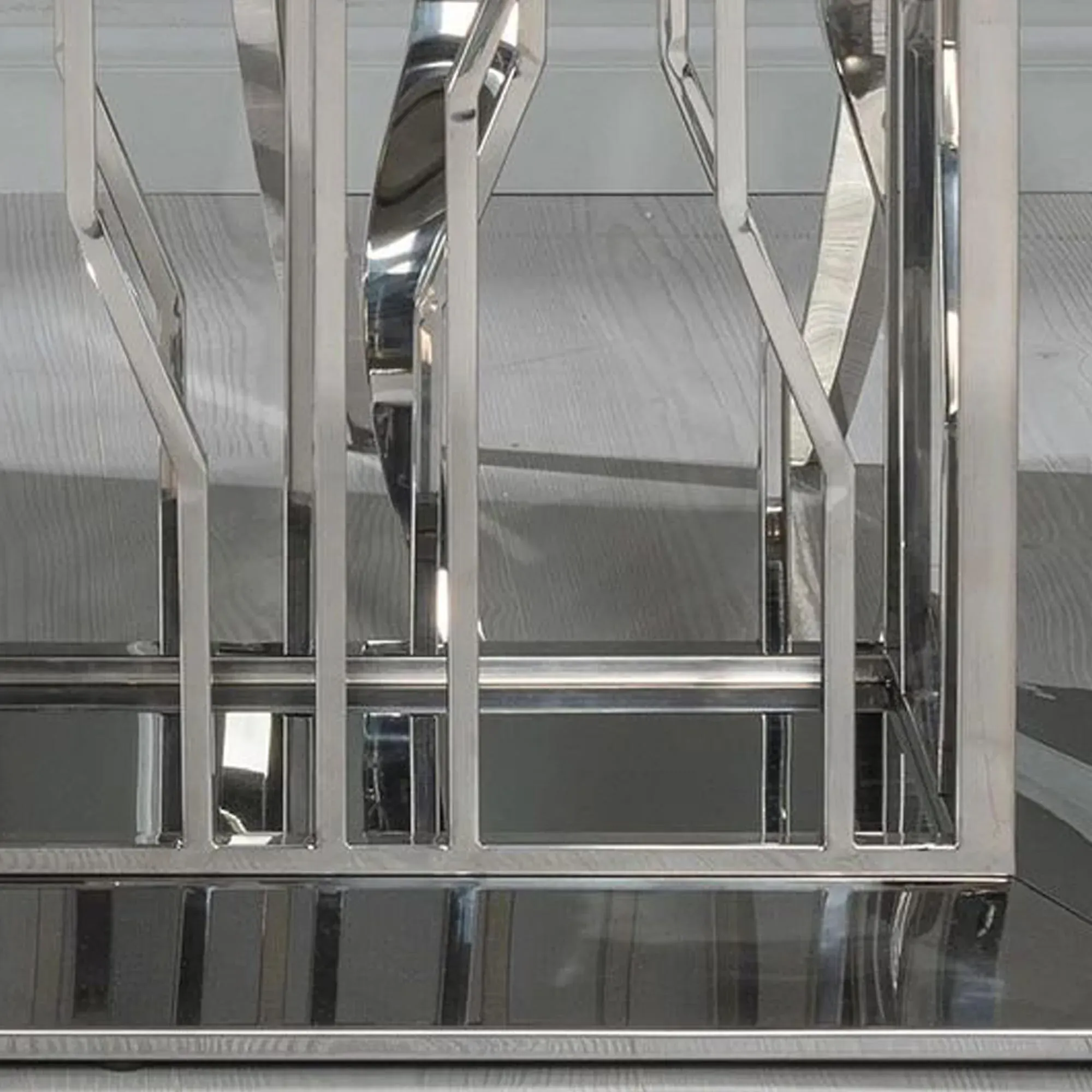 Vortex 8-Seater Dining Table - Grey Marble, Chrome