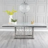 Vortex 8-Seater Dining Table - Grey Marble, Chrome
