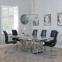 Vortex Dining Set with Jamison Chairs - Grey, Marble