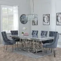Vortex Dining Set with Knocker Back Chairs - Grey, Marble