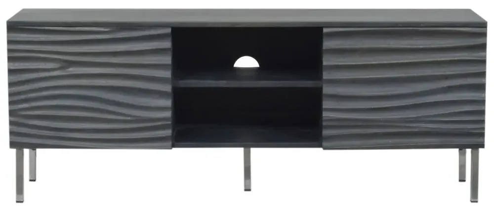 Wave Large Mango Wood TV Unit with Storage - Charcoal